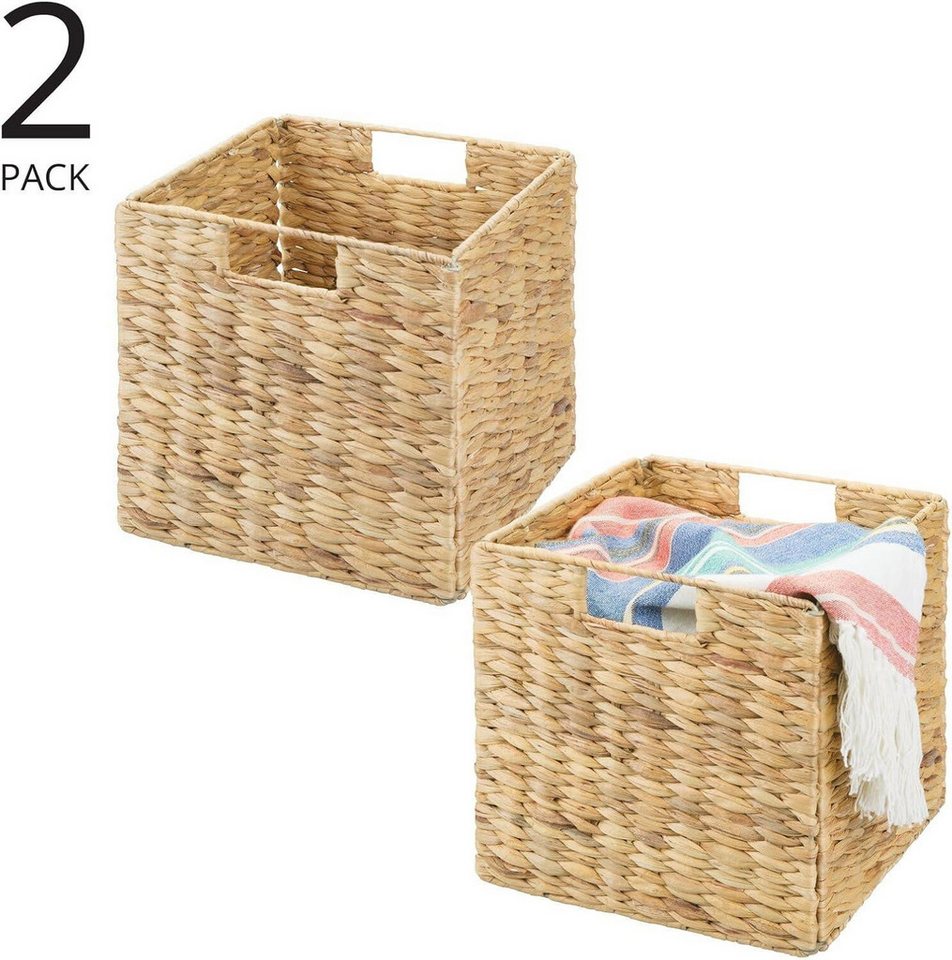 mDesign Aufbewahrungssystem mDesign Aufbewahrungsbox Regalkorb Organizer 2er Set faltbar Naturfa – Bild 4 von 5