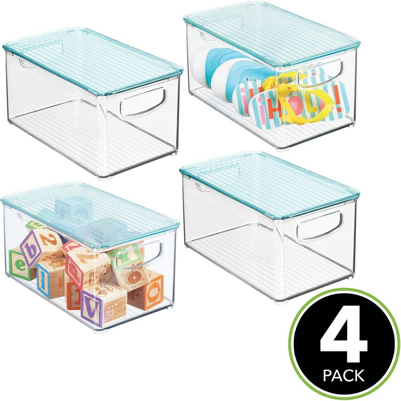 mDesign Aufbewahrungssystem mDesign Organizer Boxen Sortierbox Deckel 4er Set Kunststoff stapelb – Bild 3 von 5
