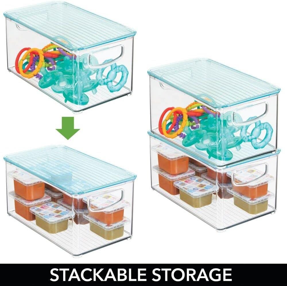mDesign Aufbewahrungssystem mDesign Organizer Boxen Sortierbox Deckel 4er Set Kunststoff stapelb – Bild 4 von 5