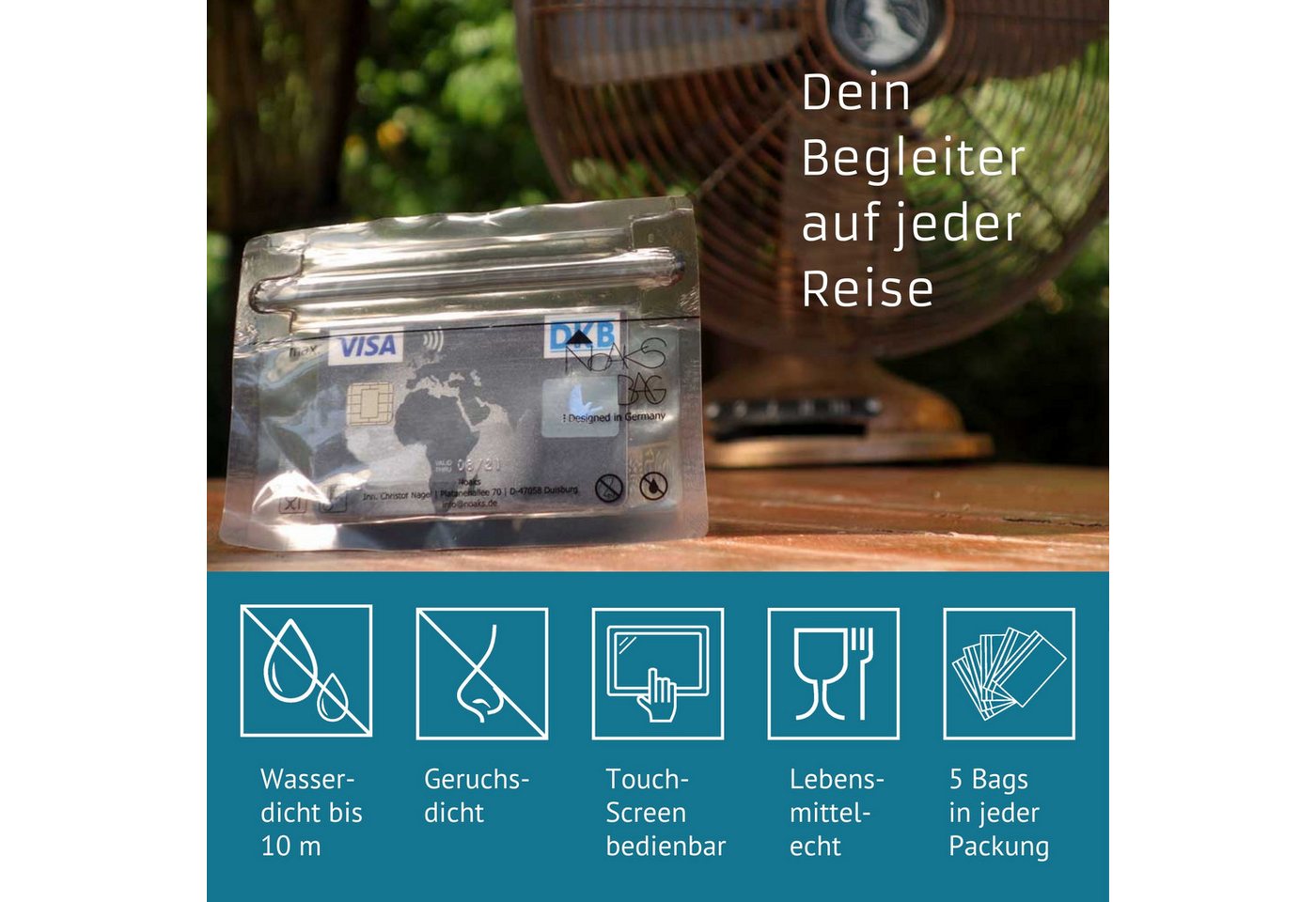 Noaks Aufbewahrungstasche Noaks Bag, das Original, 100 % geruchs- und wasserdicht, 5 Zip-Beutel, Dokumententasche, Reise Pack-Beutel Vakuum – Bild 2 von 5