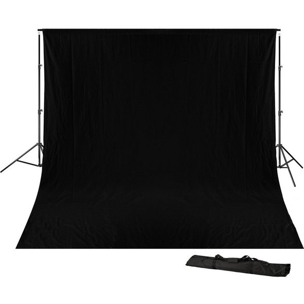 BRESSER Aufhängesystem BRESSER BR-D23 Hintergrundsystem + Hintergrundstoff 3 x 6m Schwarz