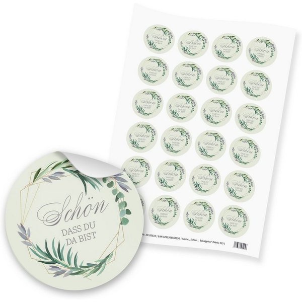 itenga Aufkleber itenga 24x Sticker Schön dass du da bist Eukalyptus (Motiv 225) 4cm