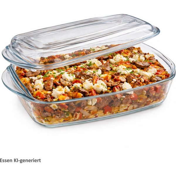 MamboCat Auflaufform MamboCat Borcam Brat- & Backform mit Deckel 1,8L Glas Auflaufform, Glas