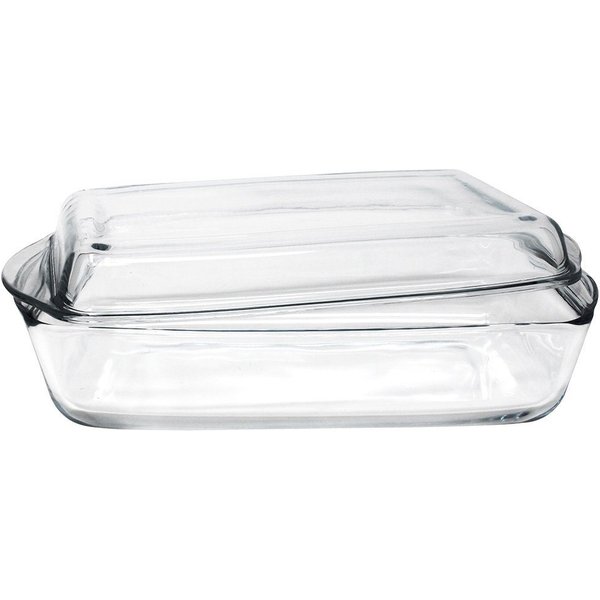 Pasabahce Auflaufform Pasabahce 59009 Auflaufform Servierform rechteckig aus Glas mit Deckel
