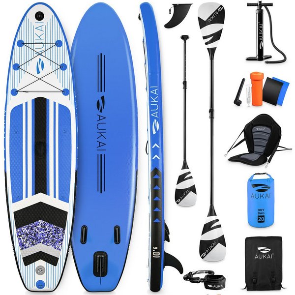 Aukai SUP-Board PRO 320cm, 2in1 Aufblasbares Stand up Paddle Set mit Kajak-Sitz, (Action-Cam-Halterung, Fußschlaufe, Pumpe, Rucksack, AquaBag), Komplettsett - 5