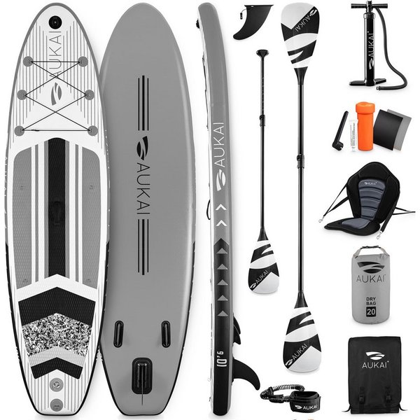 Aukai SUP-Board PRO 320cm, 2in1 Aufblasbares Stand up Paddle Set mit Kajak-Sitz, (Action-Cam-Halterung, Fußschlaufe, Pumpe, Rucksack, AquaBag), Komplettsett - 5