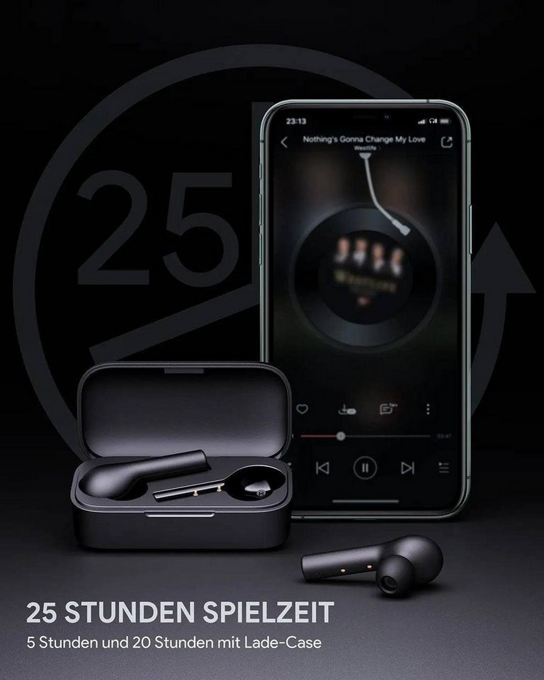AUKEY In Ear Bluetooth-Kopfhörer (Bluetooth 5.0, Touch, IPX6, Mikrofon, bis zu 25 Std. Laufzeit) – Bild 3 von 5