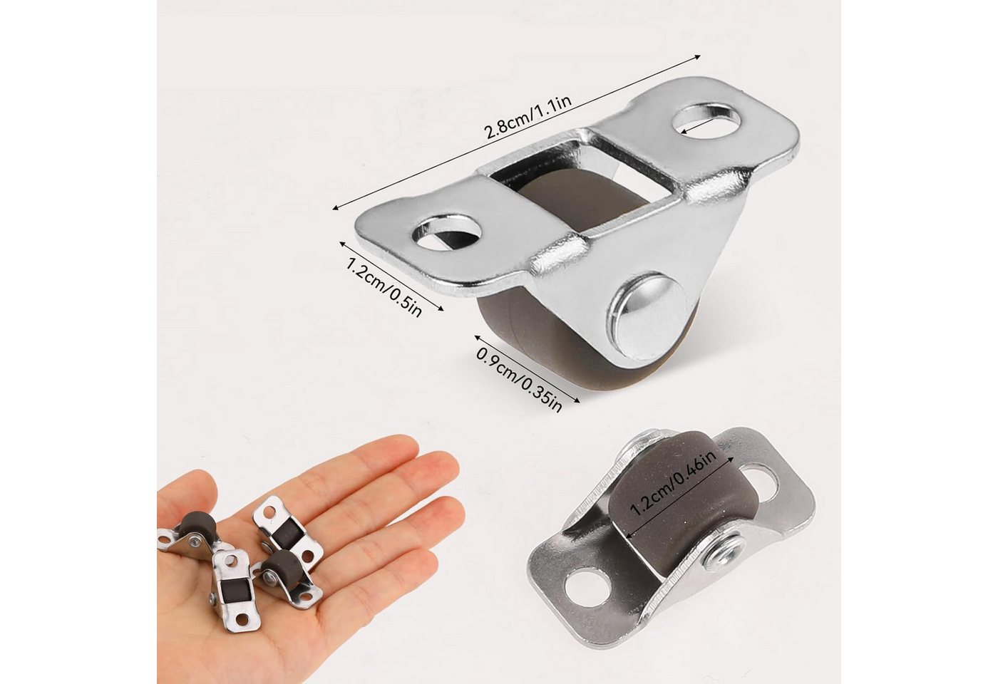Auledio Möbelrolle 8 Stück 1,2 cm kleine Gummiräder mit Stahlplatte, Mini-Lenkrollen, (8-St), Geeignet für kleine Geräte, Möbel, DIY-Projekte – Bild 2 von 5