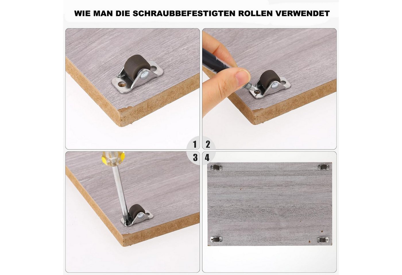 Auledio Möbelrolle 8 Stück 1,2 cm kleine Gummiräder mit Stahlplatte, Mini-Lenkrollen, (8-St), Geeignet für kleine Geräte, Möbel, DIY-Projekte – Bild 3 von 5