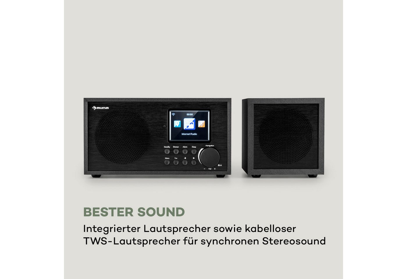 Auna Silver/Black Star Mini Radio (DAB+,FM Tuner,, 20 W, Internetradio Bluetooth Radio WLAN - DAB Plus Digitalradio Küchenradio) – Bild 3 von 5