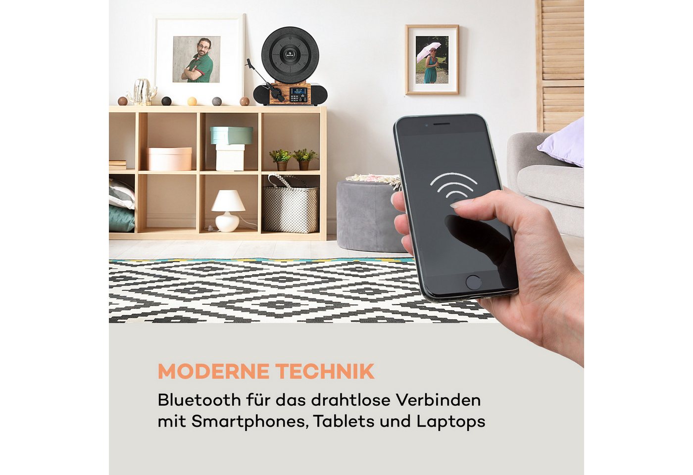 Auna Verticalo SE DAB Plattenspieler (Bluetooth, nostalgischer Plattenspieler mit vertikalem Plattenteller) – Bild 5 von 5