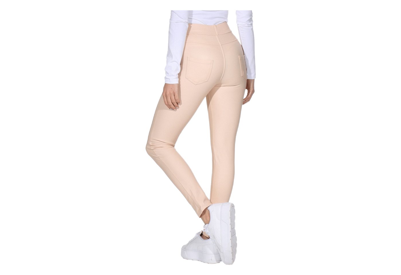 Aurela Damenmode Lederimitathose Damen Leder Leggings gefüttert mit elastischem Bund, in Unifarbe – Bild 2 von 4