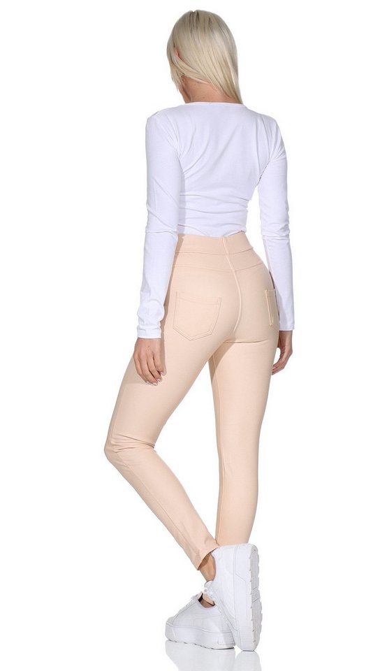 Aurela Damenmode Lederimitathose Damen Leder Leggings gefüttert mit elastischem Bund, in Unifarbe – Bild 4 von 4