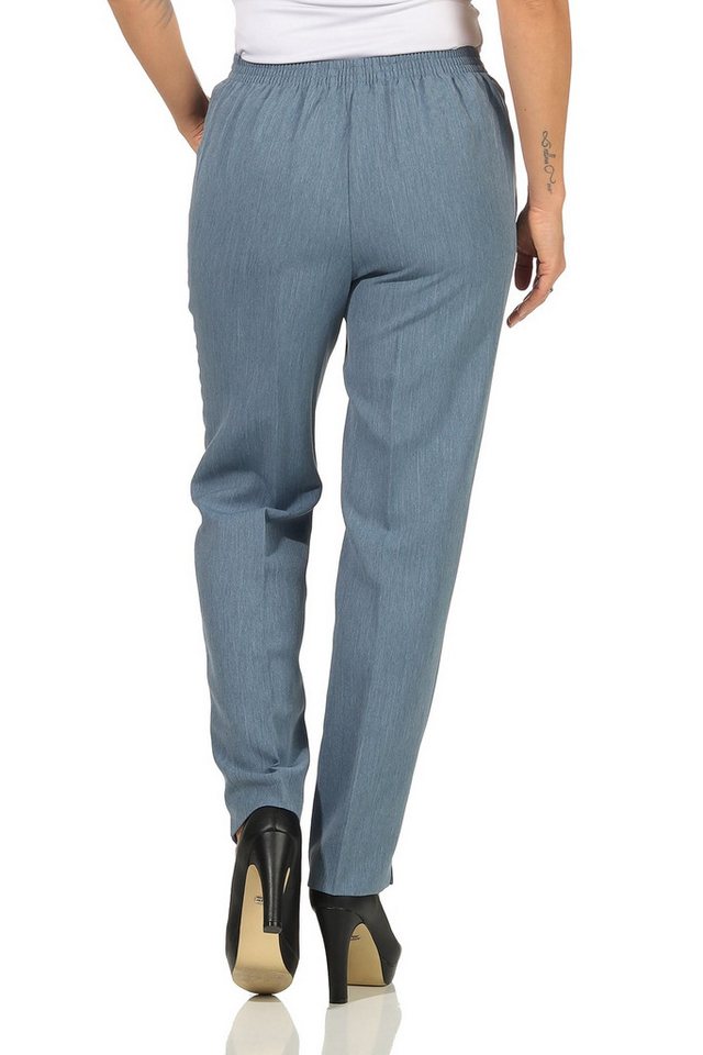 Aurela Damenmode Schlupfhose Stoffhose Damen Anzug- oder Business Hose Kurzgröße Teil-Gummizug, Bügelfalte, Reißverschlusstaschen – Bild 3 von 5
