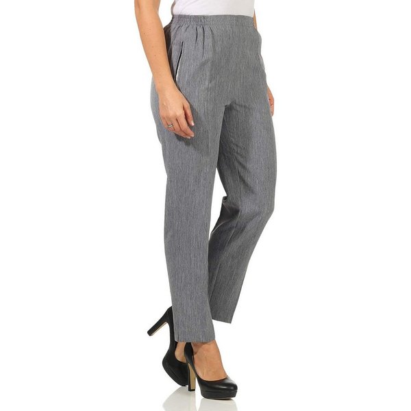 Aurela Damenmode Schlupfhose Stoffhose Damen Anzug- oder Business Hose Kurzgröße Teil-Gummizug, Bügelfalte, Reißverschlusstaschen