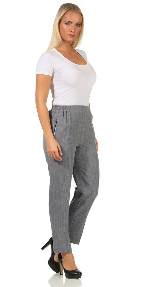 Aurela Damenmode Schlupfhose Stoffhose Damen Anzug- oder Business Hose Kurzgröße Teil-Gummizug, Bügelfalte, Reißverschlusstaschen – Bild 3 von 5