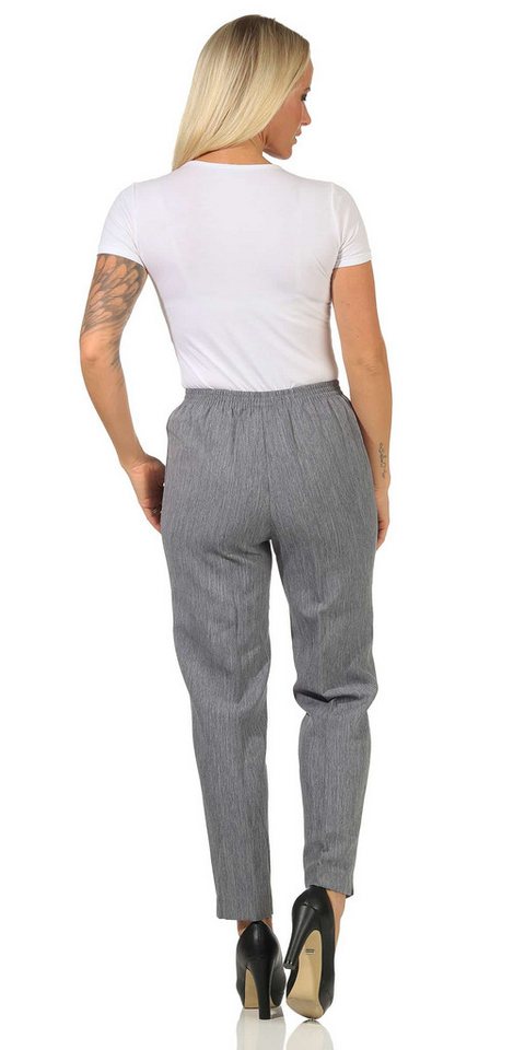 Aurela Damenmode Schlupfhose Stoffhose Damen Anzug- oder Business Hose Kurzgröße Teil-Gummizug, Bügelfalte, Reißverschlusstaschen – Bild 4 von 5