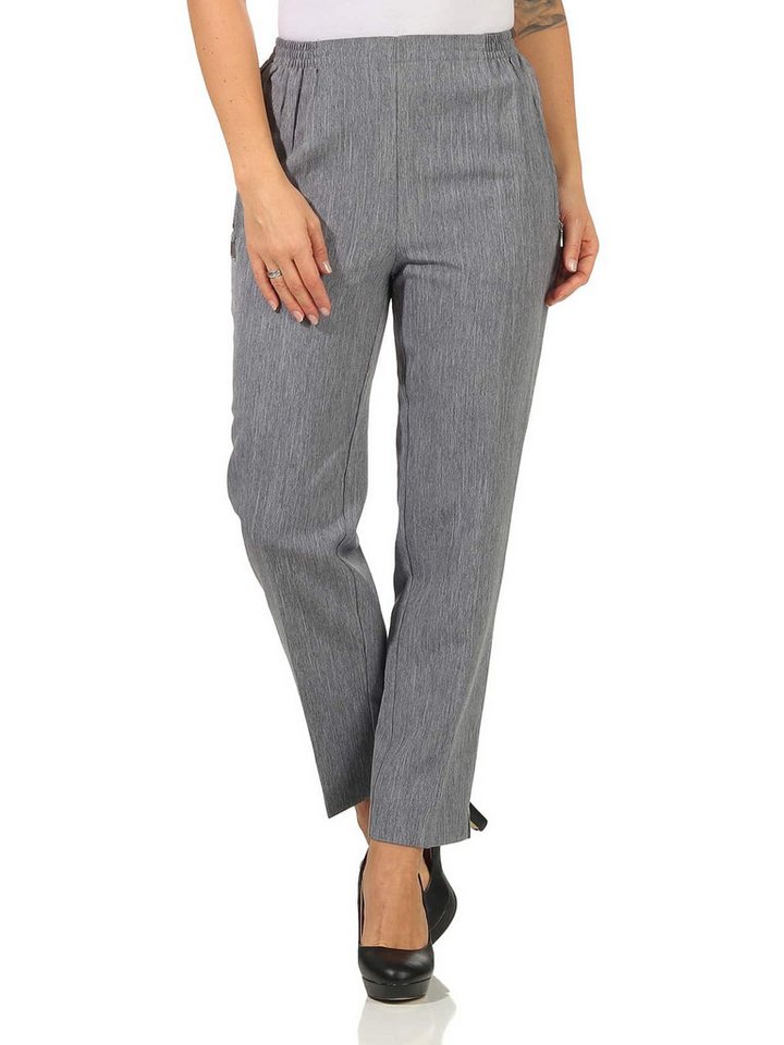 Aurela Damenmode Schlupfhose Stoffhose Damen Anzug- oder Business Hose Kurzgröße Teil-Gummizug, Bügelfalte, Reißverschlusstaschen – Bild 5 von 5