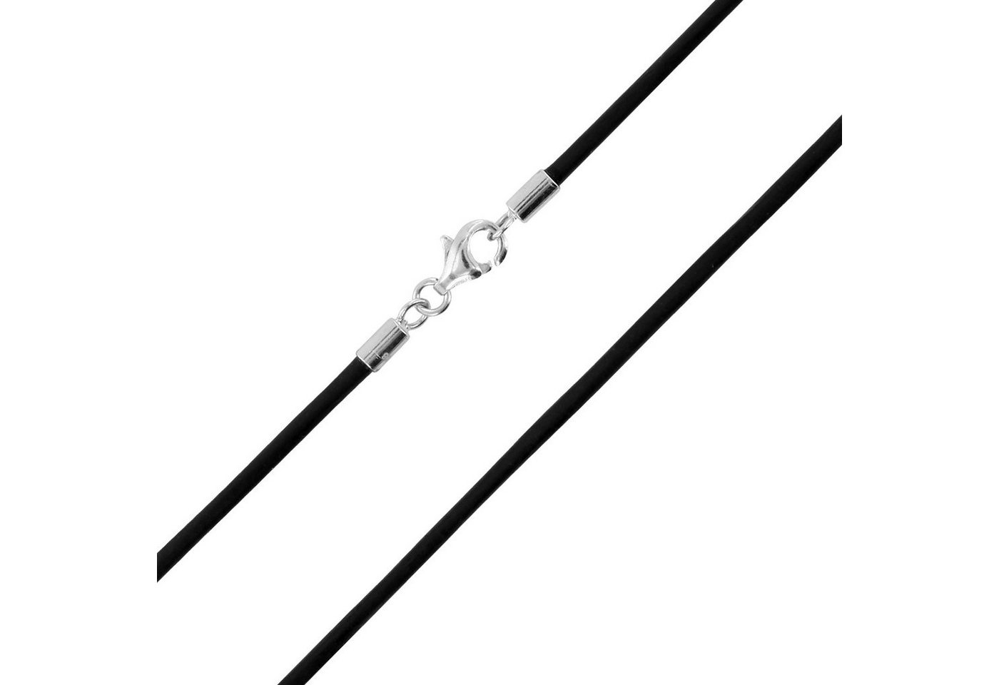 Auroris Lederband 2mm schwarz Echtleder Kette Karabinerverschluss 925 Sterling-Silber – Bild 2 von 5