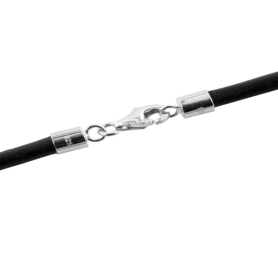 Auroris Lederband 2mm schwarz Echtleder Kette Karabinerverschluss 925 Sterling-Silber – Bild 4 von 5