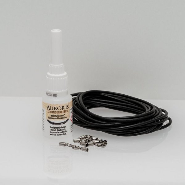 Auroris Schmuckset DIY-Set aus 5m Lederband, Verschlüssen und Kleber für Ketten/Armbänder