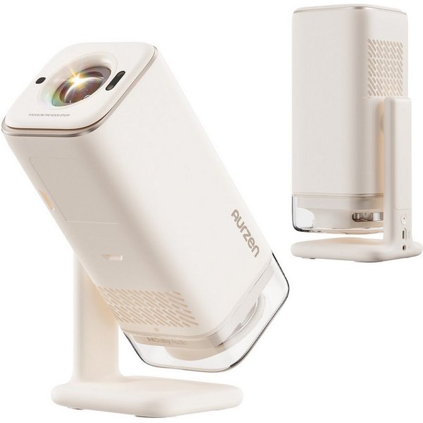 Aurzen Tragbarer Mini Projektor mit Google TV & Netflix, 4K Unterstützung Beamer (300 lm, 4K Unterstützt Pixel px, Native 1080P, Dolby Audio, TOF Autofokus, USB