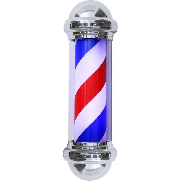 Barberpub Außen-Stehlampe Barberpub Barber-Pole Barbierstab L016B, LED fest integriert, Tageslichtweiß, drehbar Barbershop-Säule, 20 x 20 x75 cm