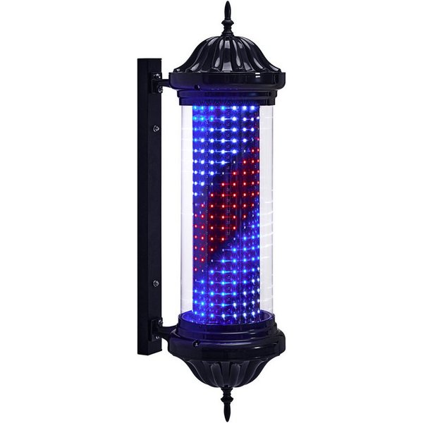 Barberpub Außen-Wandleuchte BarberPub Barber Pole Barbierstab, Barbershop L041BC, LED fest integriert, Rot Blau und Weiß, 81CM, Außenwandlampe für Friseursalons