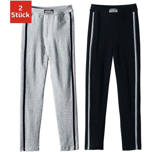 AUTHENTIC LE JOGGER Lange Unterhose (2er Pack) unifarben, mit Kontrastbesatz und Markenlabel, eng anliegende Beinform