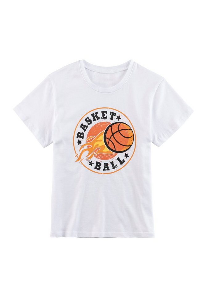 AUTHENTIC LE JOGGER Pyjama (2 tlg., 1 Set) kurzer Schlafanzug, unifarben mit Basketball-Aufdruck, aus Baumwolle – Bild 3 von 5