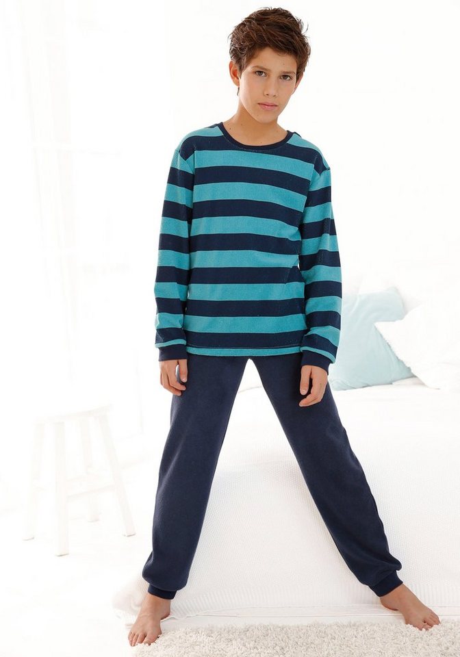 AUTHENTIC LE JOGGER Pyjama (2 tlg., 1 Set) langer Schlafanzug, gestreift, aus Frottee – Bild 2 von 5