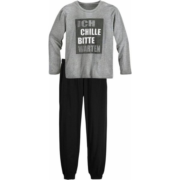 AUTHENTIC LE JOGGER Pyjama (2 tlg., 1 Set) langer Schlafanzug, bedruckt, Rundhals-Ausschnitt, aus Baumwolle