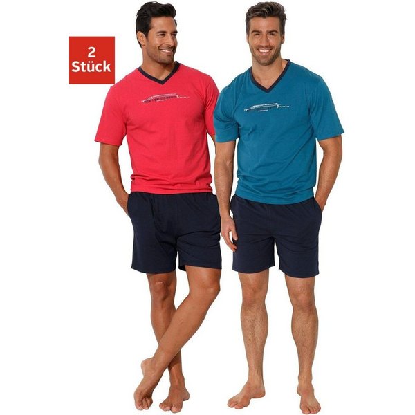 AUTHENTIC LE JOGGER Pyjama (Packung, 4 tlg., 2 Stück) Schlafanzug mit Frontprint