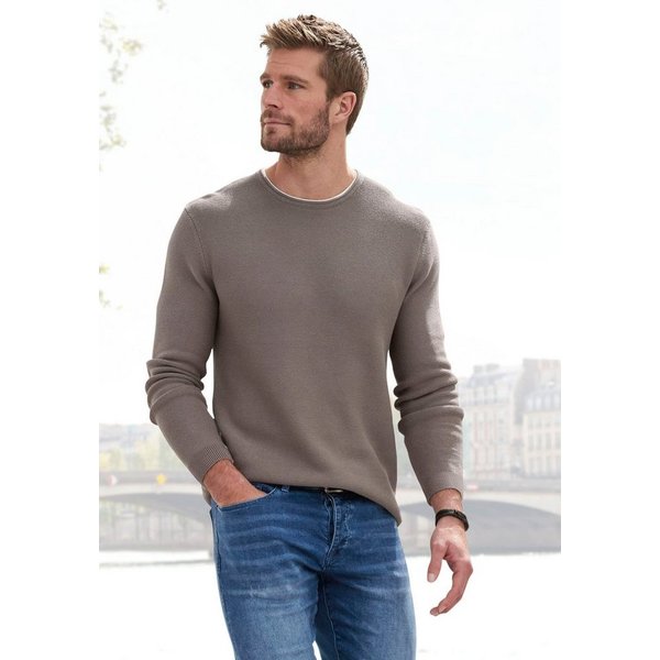 AUTHENTIC LE JOGGER Strickpullover mit Double-Layer Optik, Pullover aus reiner Baumwolle