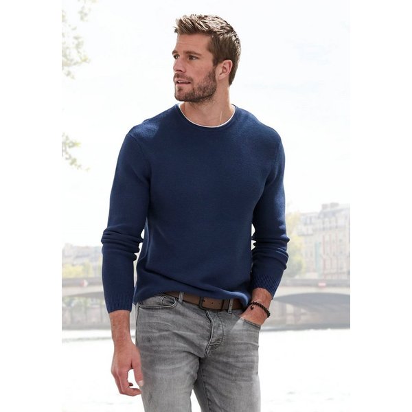 AUTHENTIC LE JOGGER Strickpullover mit Double-Layer Optik, Pullover aus reiner Baumwolle