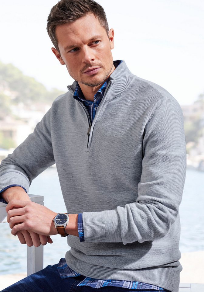 AUTHENTIC LE JOGGER Troyer Pullover mit Stehkragen und Reißverschluss – Bild 3 von 5