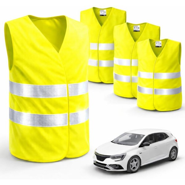 autogadget® Warnweste 4 reflektierende Warnwesten aus Polyester, Gelb oder Orange (Packung, 4-tlg., 4x Warnweste gelb) praktische Auto-Sicherheitskleidung