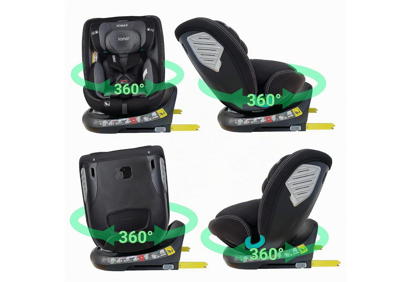 XOMAX Autokindersitz XOMAX G409 IOT black grey ISOFIX Auto Kindersitz 0-36kg AUTOSITZ 360°D, ab: ab Geburt, bis: 12 Jahren – Bild 4 von 5