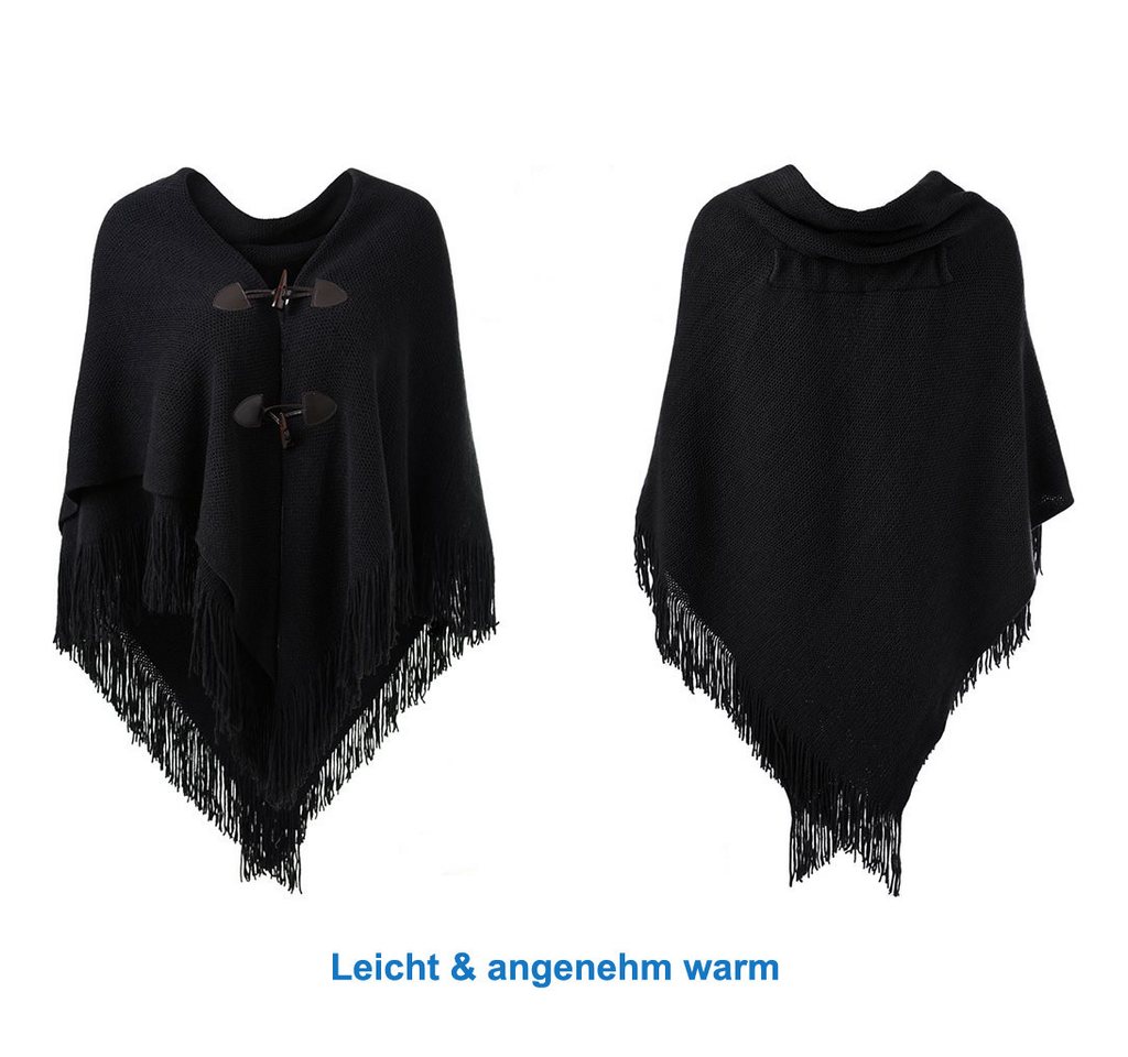 Autrucker Poncho Damen Poncho Schal, Kuscheliges Oversize Cape mit offener Front (1-St) Weicher Schulterumhang für Herbst und Winter – Bild 2 von 5