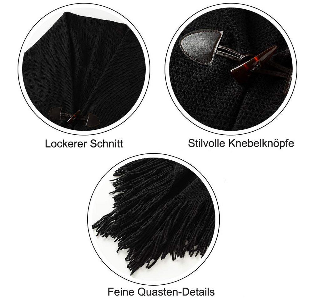 Autrucker Poncho Damen Poncho Schal, Kuscheliges Oversize Cape mit offener Front (1-St) Weicher Schulterumhang für Herbst und Winter – Bild 3 von 5