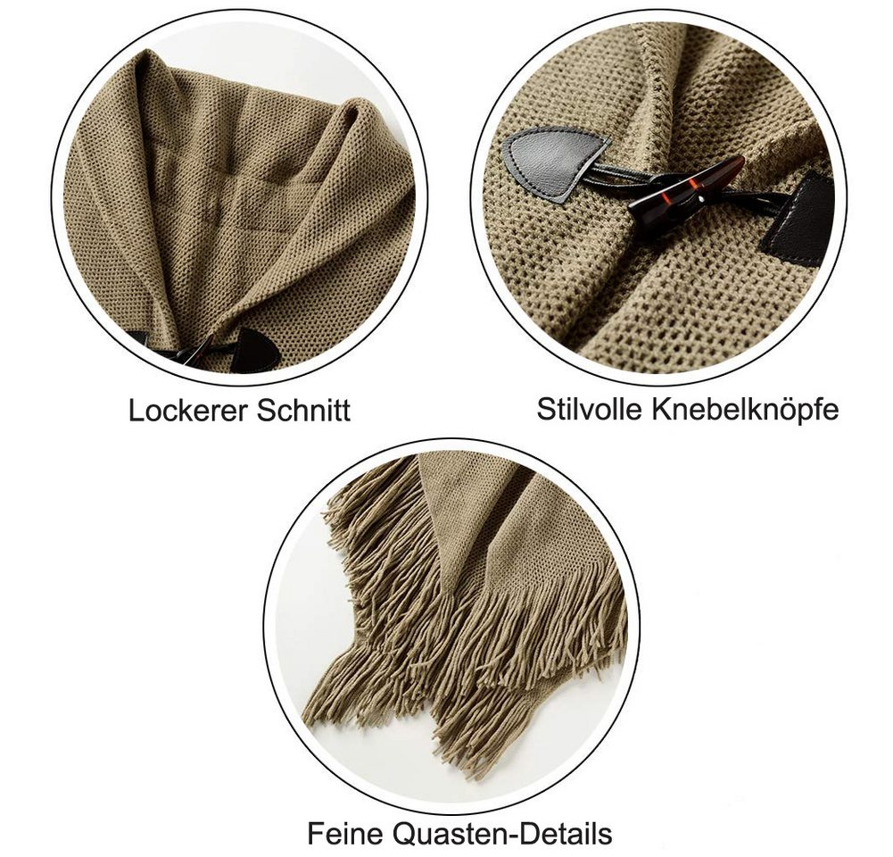 Autrucker Poncho Damen Poncho Schal, Kuscheliges Oversize Cape mit offener Front (1-St) Weicher Schulterumhang für Herbst und Winter – Bild 3 von 5