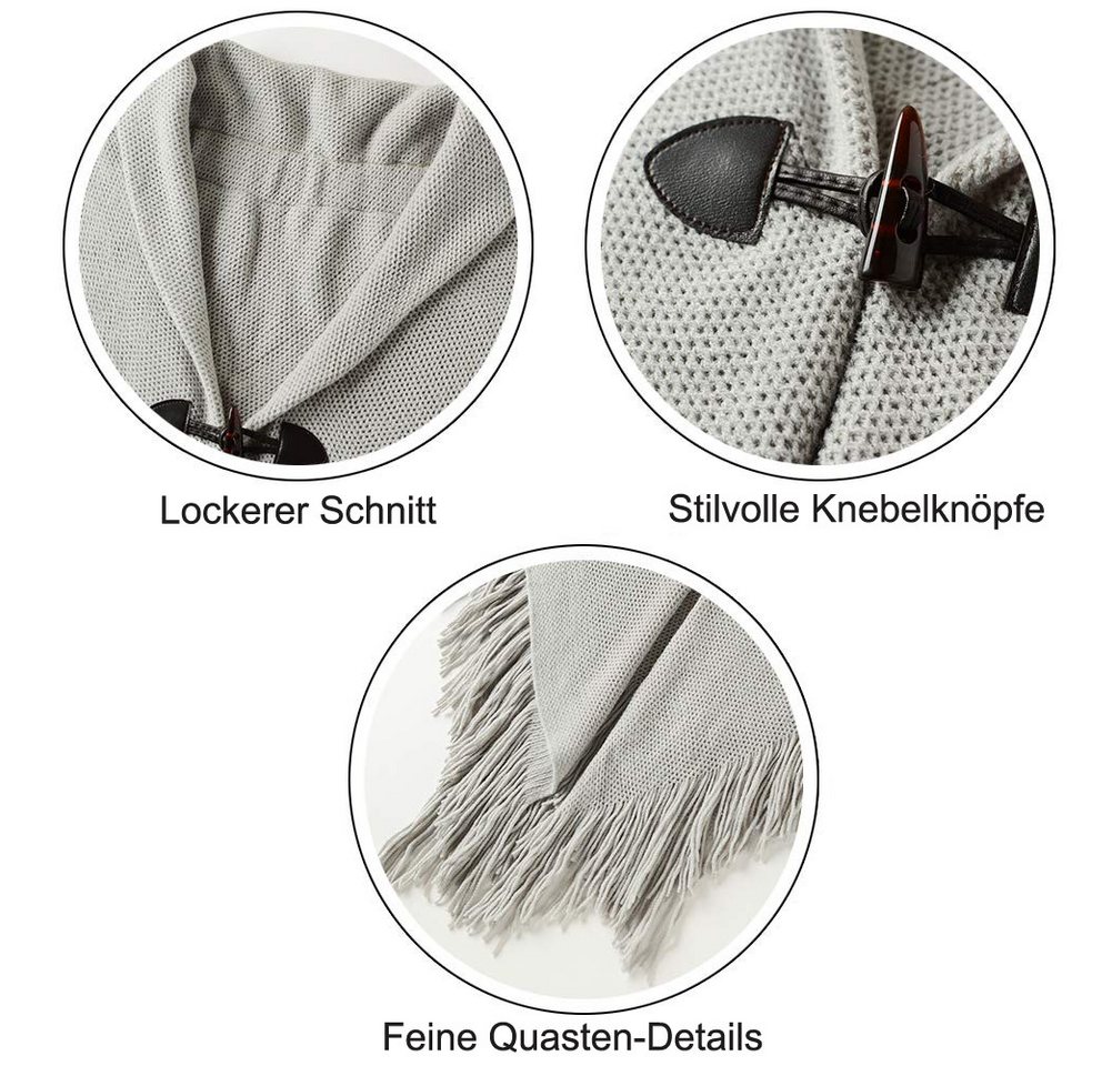 Autrucker Poncho Damen Poncho Schal, Kuscheliges Oversize Cape mit offener Front (1-St) Weicher Schulterumhang für Herbst und Winter – Bild 3 von 5
