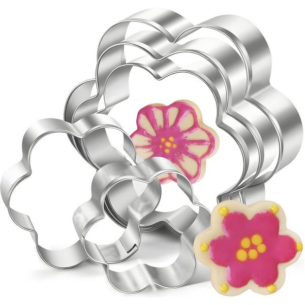 AVANA Ausstechform Edelstahl Blumen Ausstecher Set Weihnachten Plätzchen Keksformen, Edelstahl, (5 Stück), rostfrei, Silber