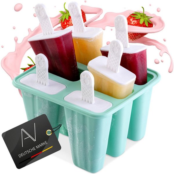 AVANA Eisform Silikon Eis am Stiel Formen 6 Stück Wassereis Eiscreme Eislutscher, BPA-frei, Wiederverwendbar