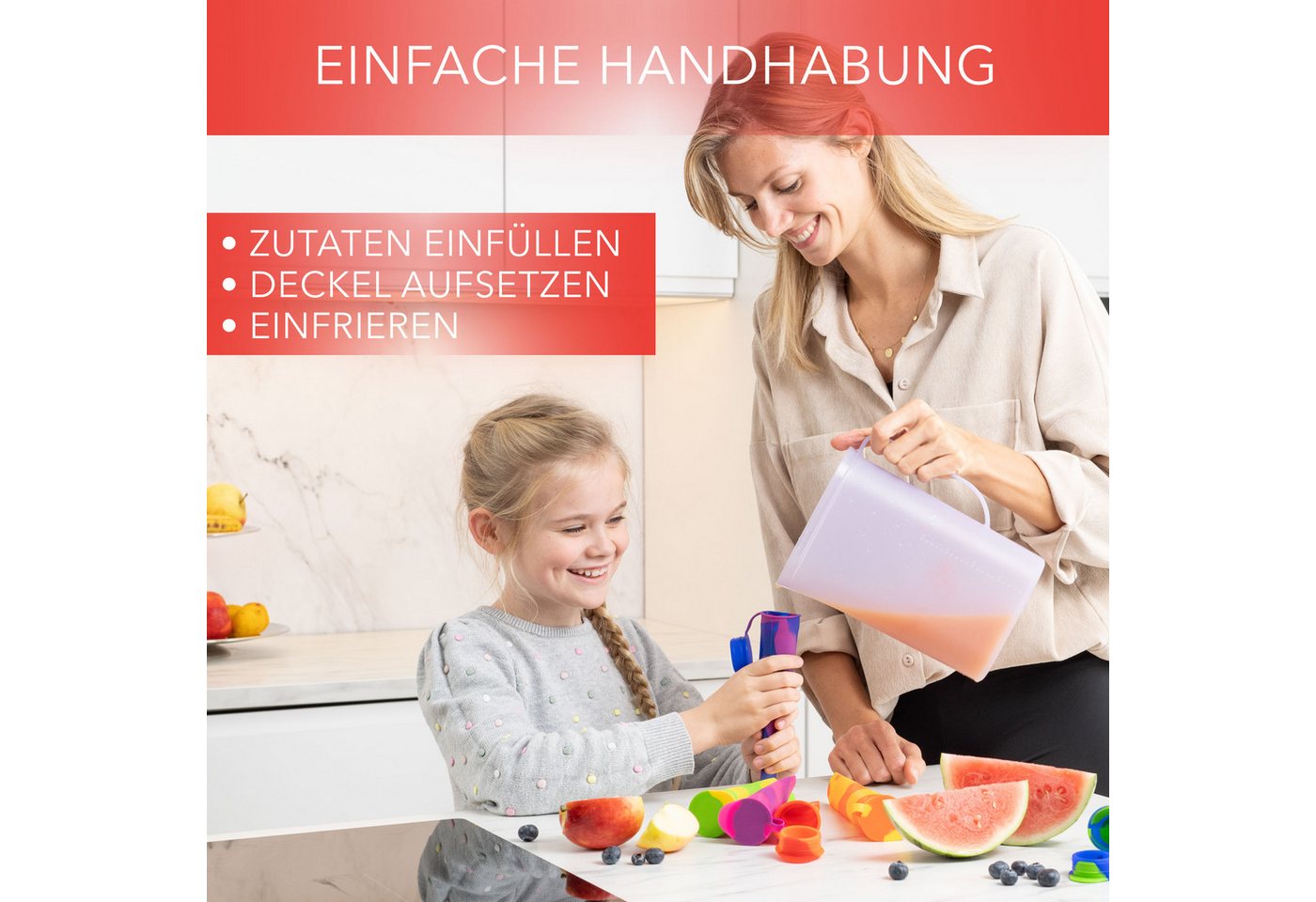 AVANA Eisform Wiederverwendbare Eisformen aus Silikon Eis Formen Eiscreme Wassereis, (6-tlg), Bunt, BPA-frei – Bild 3 von 5