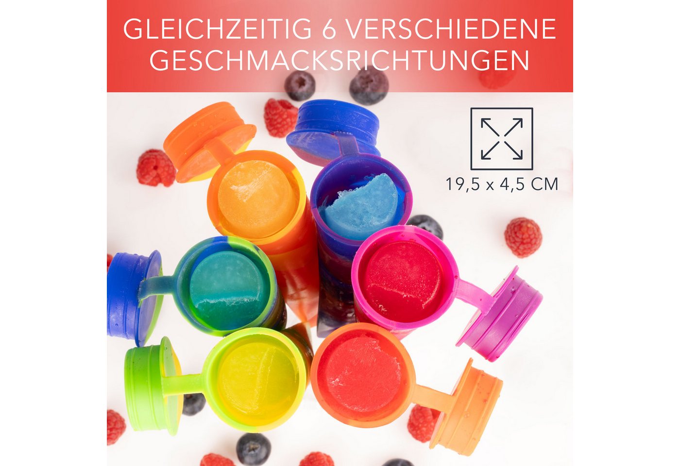 AVANA Eisform Wiederverwendbare Eisformen aus Silikon Eis Formen Eiscreme Wassereis, (6-tlg), Bunt, BPA-frei – Bild 4 von 5
