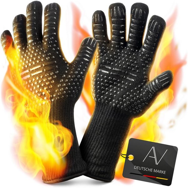 AVANA Grillhandschuhe Aramid Ofenhandschuhe Backhandschuhe Topfhandschuhe BBQ Handschuhe, Hitzebeständig bis zu 800 ° C, Schwarz