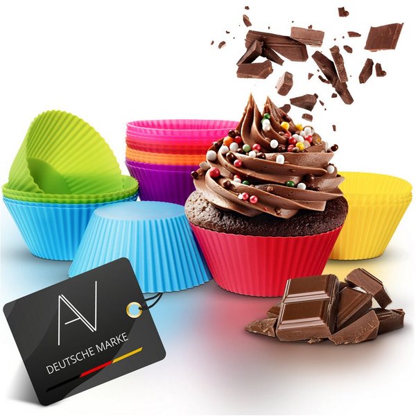 AVANA Muffinform aus Silikon Große Muffinformen Muffinförmchen Cupcake Backformen, (20-tlg), Antihaftbeschichtung, BPA-frei, 7 Farben