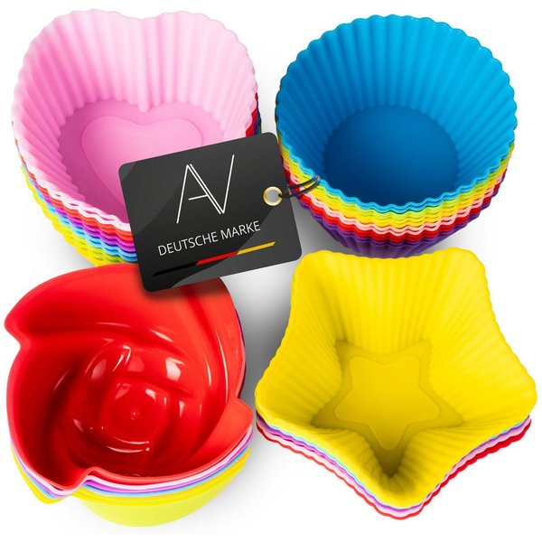 AVANA Muffinform Silikon Muffinförmchen wiederverwendbare Cupcake Backförmchen Muffin, (36-tlg), antihaftbeschichtet, umweltschonend, 8 Farben