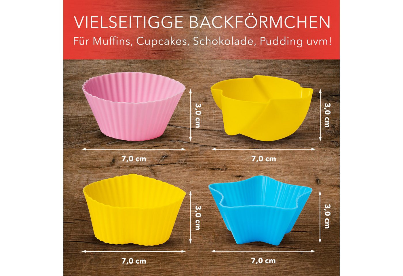 AVANA Muffinform Silikon Muffinförmchen wiederverwendbare Cupcake Backförmchen Muffin, (36-tlg), antihaftbeschichtet, umweltschonend, 8 Farben – Bild 3 von 5